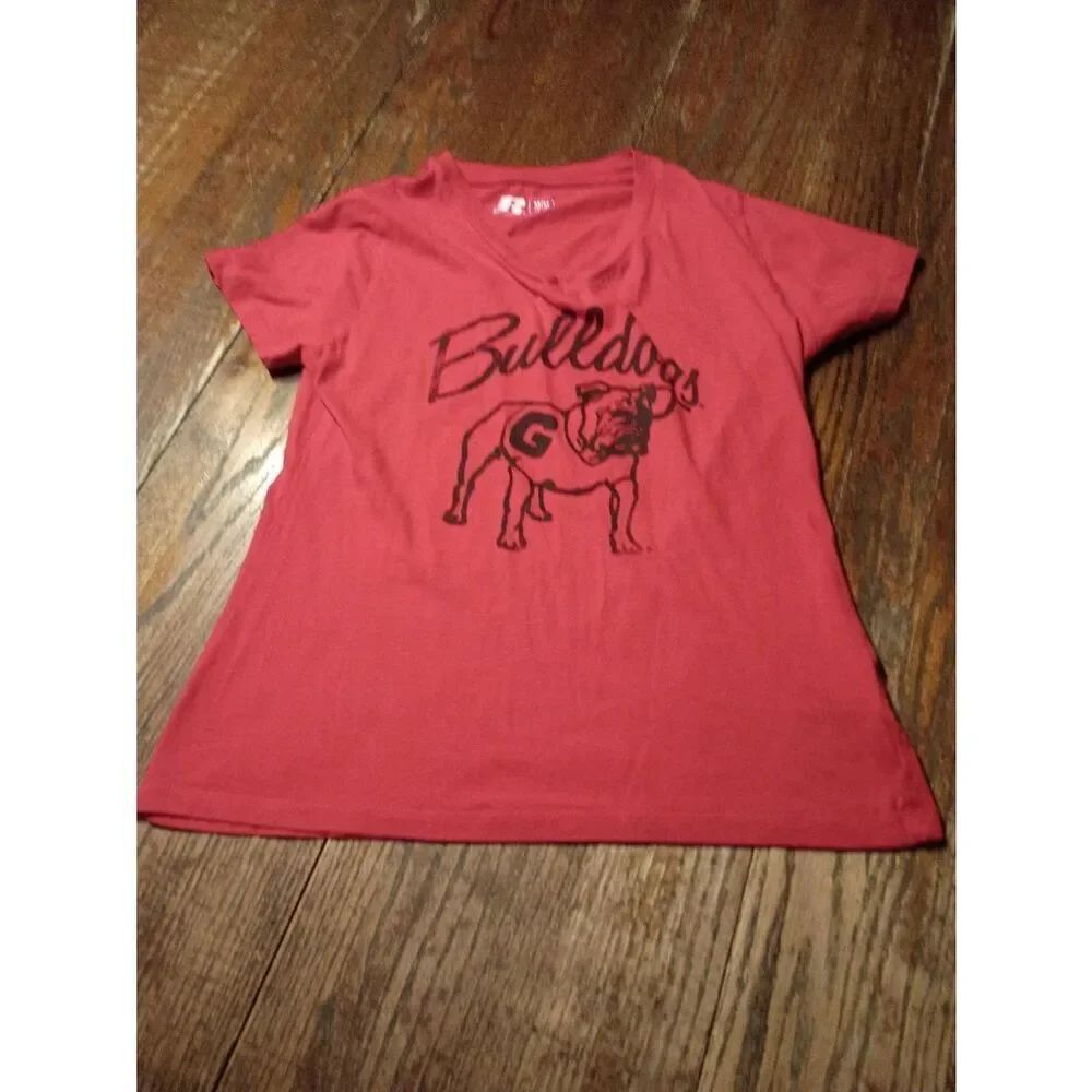 Medium Russell GA Georgia Bulldogs Cotton Short Sleeve Pullover Tee Tshirt Shirt